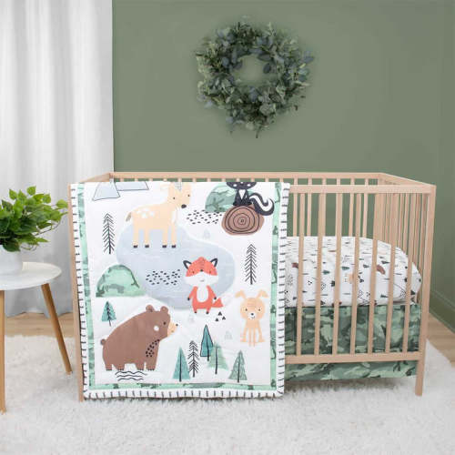 Woodland Camo 3 Piece Baby Crib Bedding Set for Boys