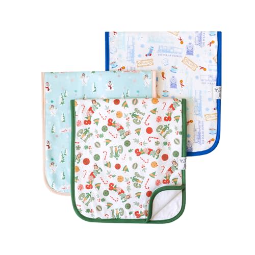 Copper Pearl Premium Baby Burp Cloths - 3-Pack Large Cotton Burp Cloths, Perfect for Baby Boy and Baby Girl Gifts (21" x 10" Size, Christmas Classics Set)