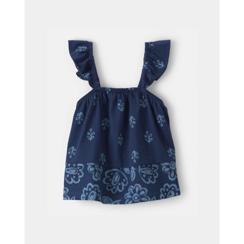 Baby Girl Floral Ruffle-Sleeve Tank Top - Navy - OshKosh B'gosh | Carter's