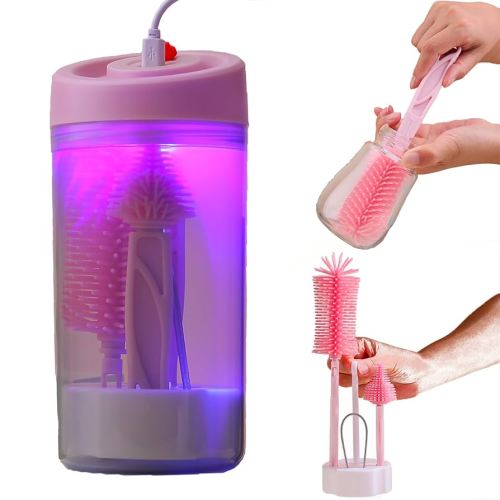 Baby Bottle Brush Set,Travel Bottle Brush and Dry rack,Travel Baby Bottle Cleaner Kit, Bottle Drying Rack