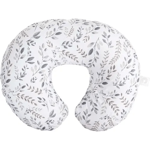 Boppy Original Nursing Pillow, Gray Taupe Leaves, Ergonomic Nursing Essentials for Bottle and Breastfeeding, Firm Fiber Fill, with Removable Pillow Cover, Machine Washable