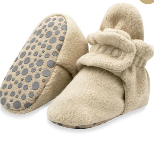 Zutano Cozie Fleece Gripper Bootie- Khaki
