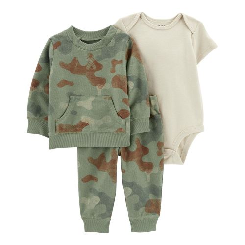 Baby 3-Piece Camo Pullover Set - 12M - Green/Beige