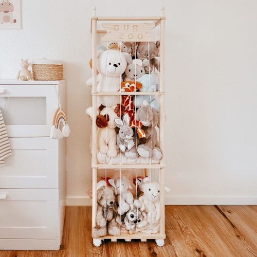 Fodoss 53 In Wooden Stuffed Animal Organizer – Zoo-Themed Storage for Plush Toys, Kids’ Room, Nursery, Playroom, Space-Saving Toy Holder