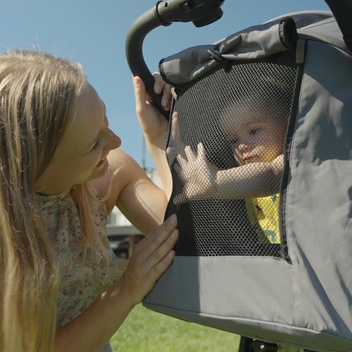 Mompush Nova Baby Stroller, Spacious Seat & Lie-Flat Mode, Infant Stroller with Large UPF 50+ Canopy, Compact Folding