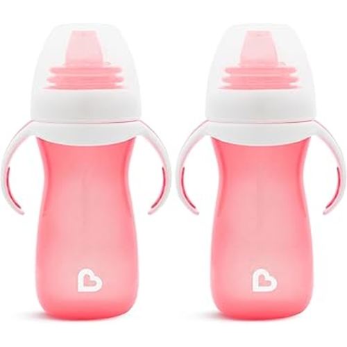 Munchkin® Gentle™ Transition Sippy Cup with Trainer Handles, 10 Ounce, Pink (Pack of 2)