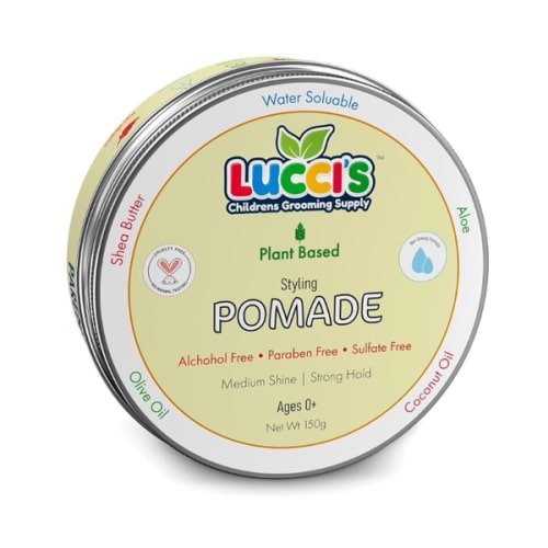 LUCCI’S CHILDRENS GROOMING SUPPLY Baby Hair Gel – 5oz Plant-Based Styling Hair Pomade for Infants – No Parabens or Sulphates – Medium Shine and Strong Hold Hair Paste for Kids