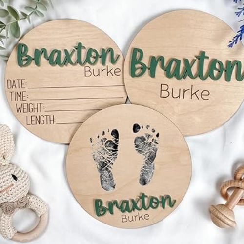 Personalized Wooden Baby Name Announcement Signs, Custom Baby Name Sign, Birth Announcement And Footprint Sign For Hospital, Baby Girl Or Boy, Welcome Signs, Baby Arrival Sign, Baby Shower Gifts /4