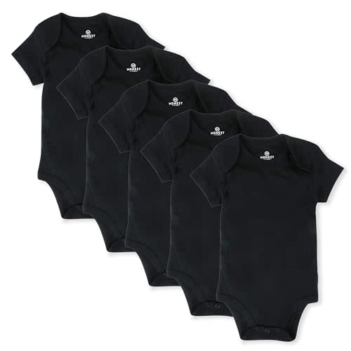 HonestBaby baby-boys 5-pack Short Sleeve Bodysuits One-piece 100% Organic Cotton for Infant Baby Boys