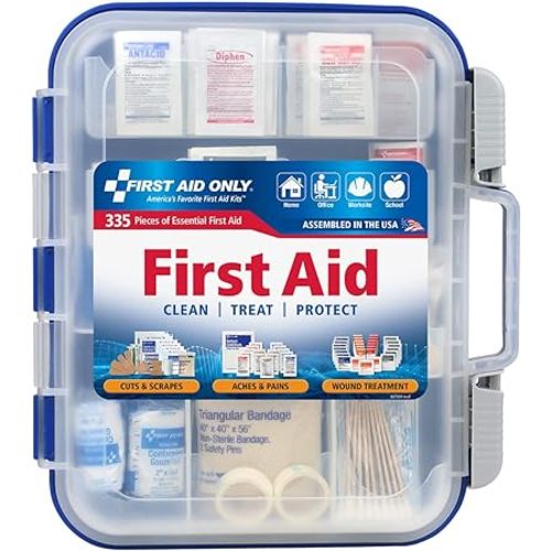 First Aid Only 91247 OSHA-Compliant First Aid Kit, All-Purpose 100-Person Emergency First Aid Kit for Business, Worksite, Home, and Car, 335 Pieces, Multicolored