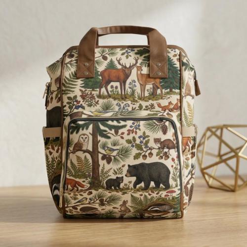 Woodland Pine Animals Diaper Bag Backpack | Baby Backpack Deer Bear