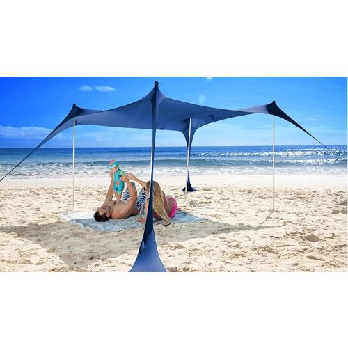 SUN NINJA Beach Tent Sun Shelter, Beach Shade Canopy with UPF50+ Protection