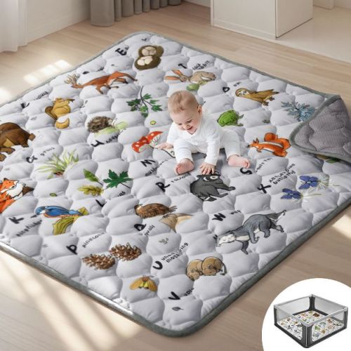 GOTGELIF 50"x50" Extra-Thick Cushioned Foam Baby Play Mat Foldable & Non-Slip Tummy Time Mat