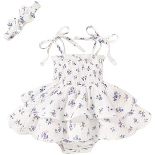 Baby Girl Clothes Infant Summer Romper Dress Sleeveless Bodysuit Jumpsuit with Headband Toddler Outfits