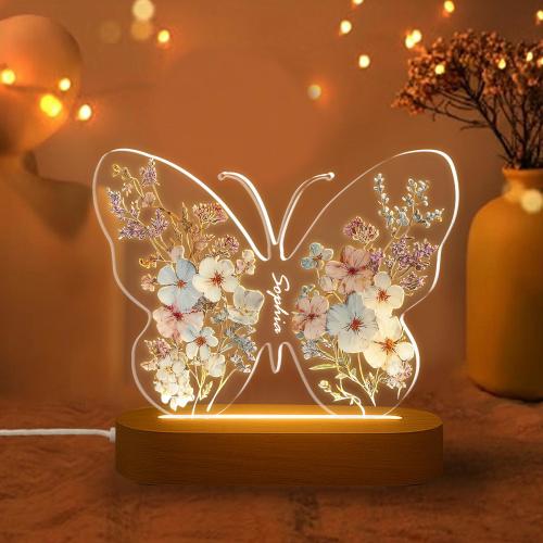 Personalized Butterfly Night Light for Girls , Custom Baby Room Decor, Butterfly Baby Gift, Gift for Two Year Old Toddler, Kid Bedroom Decor