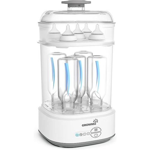GROWNSY Bottle Sterilizer and Dryer, Compact Electric Steam Baby Bottle Sterilizer (Esterilizador de Biberones), Bottle Sanitizer for Baby Bottles, Pacifiers, Pump Parts