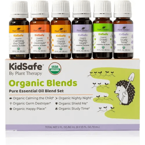 Plant Therapy KidSafe Organic Essential Oil Blends Set 10 mL (1/3 oz) 100% Pure, Undiluted, Therapeutic Grade