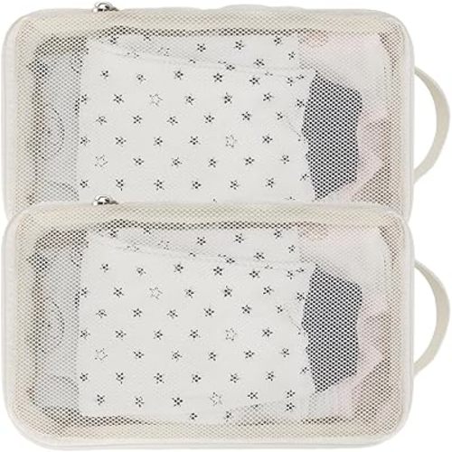 Baby Diaper Bag Organizer Pouches - 2 Pack Waterproof Pod Hanging Diaper Bag Mesh Bag Reusable, Washable or Baby Cloth Diapers (White)