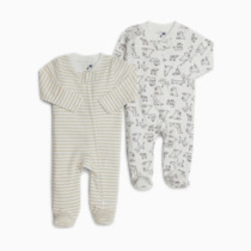 Small Story Organic Cotton 2-Way Zip Footie (2 Pack) - Crazy Dogs, 0-3 M