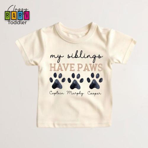 Sibling Dog Kids Shirts, Paws Onesie®, Personalized Dog Toddler T Shirt, Custom Dog Name Baby Onesies®, Youth T-Shirt, Baby Shower Gift