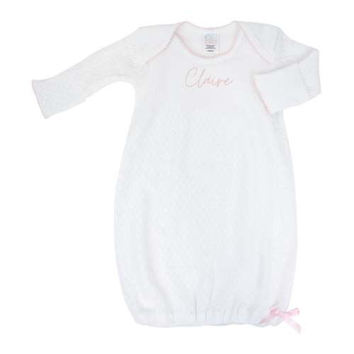 Paty Daygown - White with Pink Trim