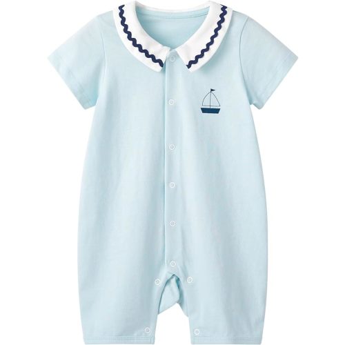 pureborn Baby Boys Girls Nautical Romper One-Piece Beach Outfit Summer Clothes 0-24 Months