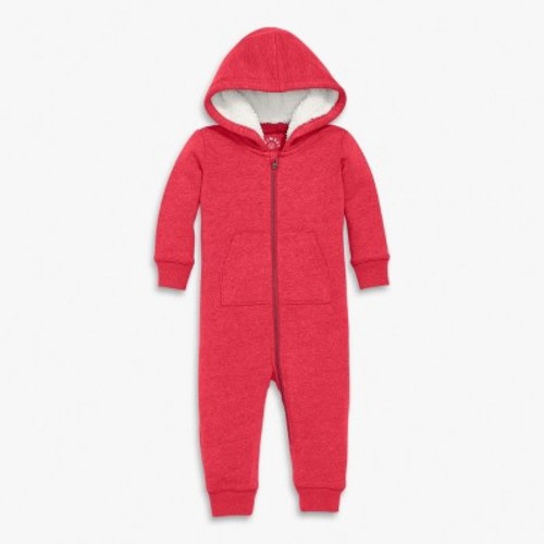 Primary Baby Teddy Fleece-Lined Zip Romper In Heather Cherry Size 6-12 Months