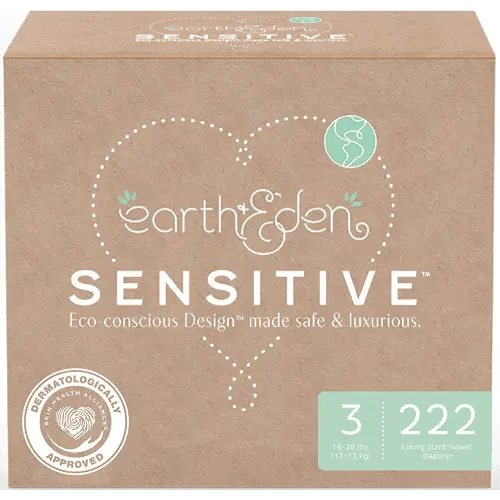 Earth & Eden Sensitive | Eco-Conscious & Hypoallergenic Diapers | Size 3 | 222 Count