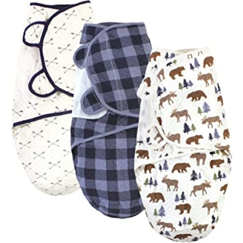 Hudson Baby Unisex Baby Quilted Cotton Swaddle Wrap 3pk