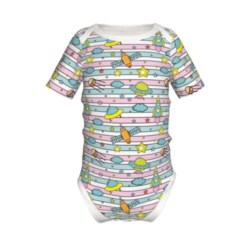Yiaed Space Doodle Print Infant Climbing Short Sleeve Onesie One-Piece Baby Bodysuit Clothes 0-12 Months -12 Months