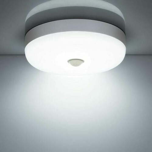 Motion-Sensor LED Ceiling Light, 12W 1500LM, 6500K Cool White, IP56 Waterproof, Ideal for Outdoor/Indoor Stairs, Bath, Garage, Corridors, Energy-Efficient