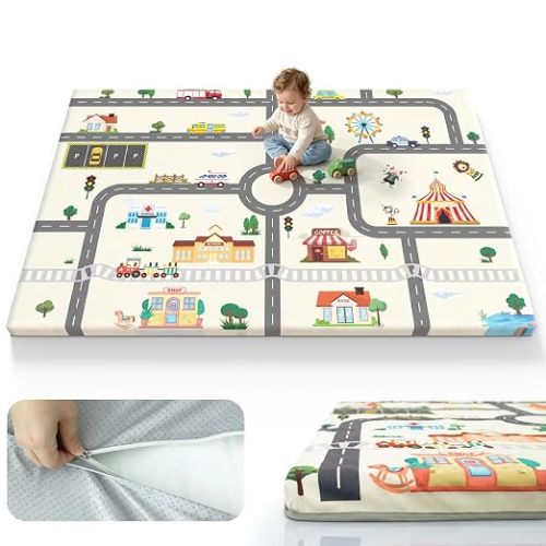 47x47 Baby Play Mat, 1.3" Thick Foam Mat Removable Washable Cover