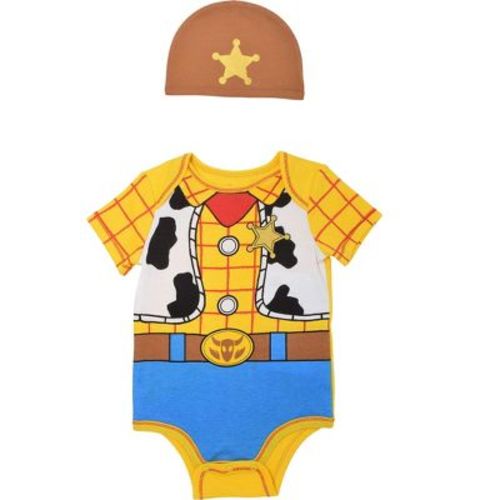 Disney Pixar Toy Story Woody Newborn Baby Boys Cosplay Bodysuit Hat and Bib 3 Piece 6-9 Months