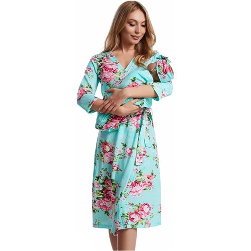 Galabloomer Maternity Robe and Baby Receiving Blanket, Matching Mommy Labor Delivery Robe and Swaddle Set