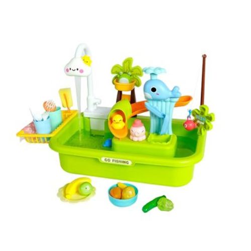 Easy Playhouse 4-In-1 Play Sink, Running Water Faucet, Kitchen & Bath Toys