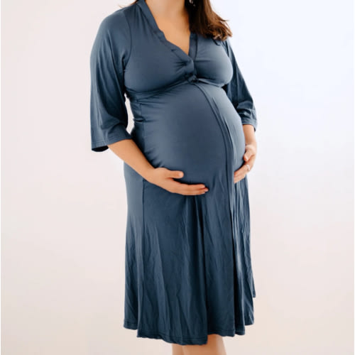 Lila Labor & Postpartum Gown in Midnight Blue