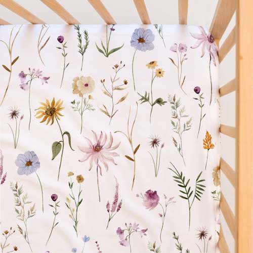 Waterproof Cot Sheet | Wildflower – Standard Cot Size