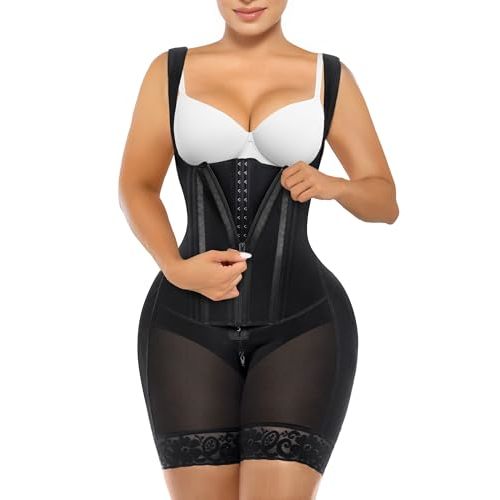 SHAPERX Fajas Colombianas Shapewear for Women Tummy Control Body Shaper Postpartum Butt Lifter with Zipper and Hooks