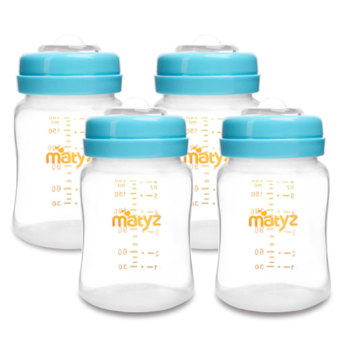 Matyz Wide Neck Breast Milk Collection and Storage Bottles - Can Be Used as a Baby Bottle with the Bonus Nipples - Leak Proof Design - Use One Bottle to Pump, Store & Feed