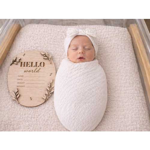 Newborn Girl Swaddle Set & Birth Announcement Disc | Baby Shower Gift