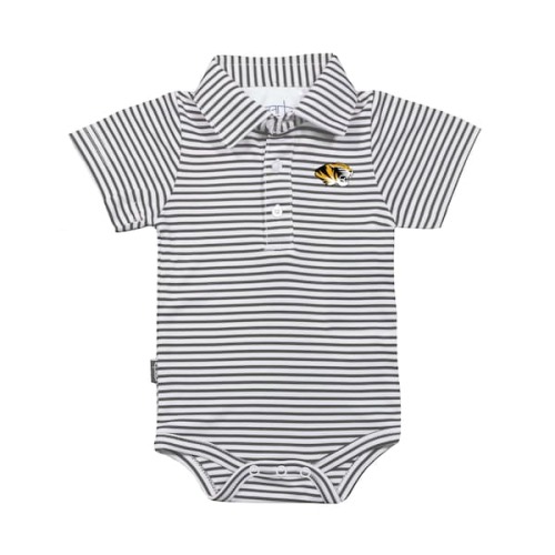 Infant Garb Charcoal/White Missouri Tigers Carson Polo Bodysuit