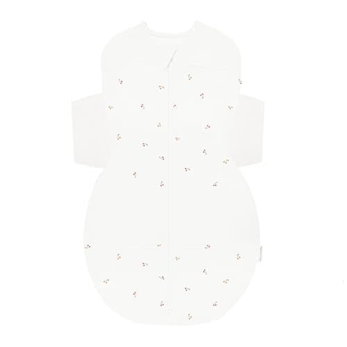Happiest Baby SNOO Sleep Sack - 100% Organic Cotton Baby Swaddle Blanket - Doctor Designed Promotes Healthy Hip Development (Ivory Cherries, Small)