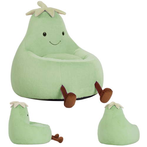 edx Bean Bag Chair for Kids, Soft Faux Rabbit Fur Fabric, Removable Washable Cover, Eggplant Lazy Chair for Bedroom Living Room, 24 Inch, Green