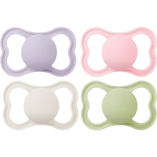 MAM Air Matte Pacifiers, for Sensitive Skin, 6+ Months, Best Pacifier for Breastfed Babies, Girl Pacifiers, 6-16 Months, 4 Count (Pack of 1)