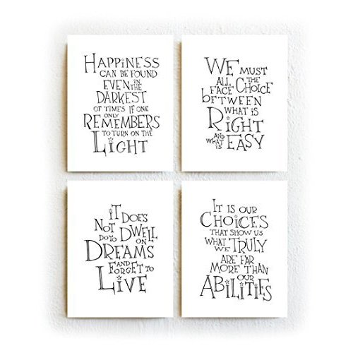 Harry Potter Albus Dumbledore Quotes - Set of Four, Black and White Typography Print on Archival Matte Paper