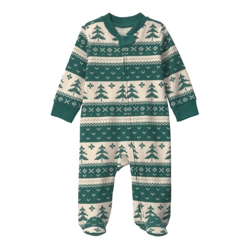 Print Organic Cotton Blend Zip Footie