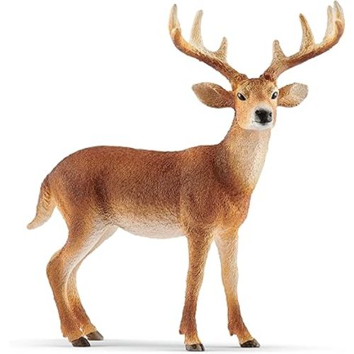 Schleich Wild Life - White Tail Buck Deer Figurine - Realistsic Wild Animal Figure for Boys and Girls - Educational Toys for Kids Ages 3+ | 14819