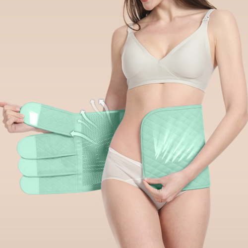 BLTIBY 2 in 1 Postpartum Belly Band Wrap, C-Section Support Belt, Post Partum Support Recovery Waist/Pelvis Belt, Hysterectomy Belly Band Binder Girdle Stomach Green 2 XXL