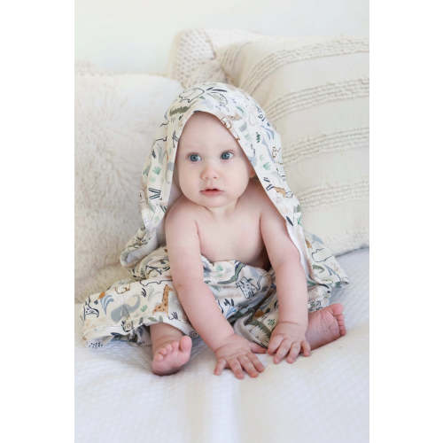Embroidered Bamboo Hooded Towel in Into The Wild | Caden Lane