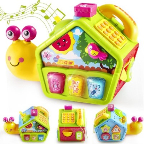 Joyfy Montessori Toys for 1 2 3 Year Old, Cute Snail Activity Cube for Baby Learning Educational Toy, Christmas Birthday Gifts for Boys Girls Aged 1-3